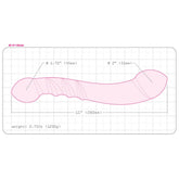 Diagram of the njoy 11 - 11" Stainless Steel Dildo by Njoy, featuring a pink, curved design with an ergonomic shape overlaid on a grid. Measurements include a diameter of 1.75 inches (45mm) on one end, 2 inches (51mm) on the opposite end, and an overall length of 11 inches (280mm). The weight is specified as 2.75lb (1250g).